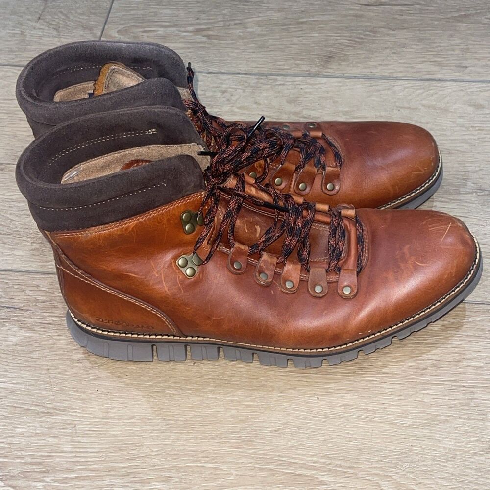 Cole Haan Zerogrand Hiking Boots Mens 9.5 Red Leather Lace-Up Waterproof C30405